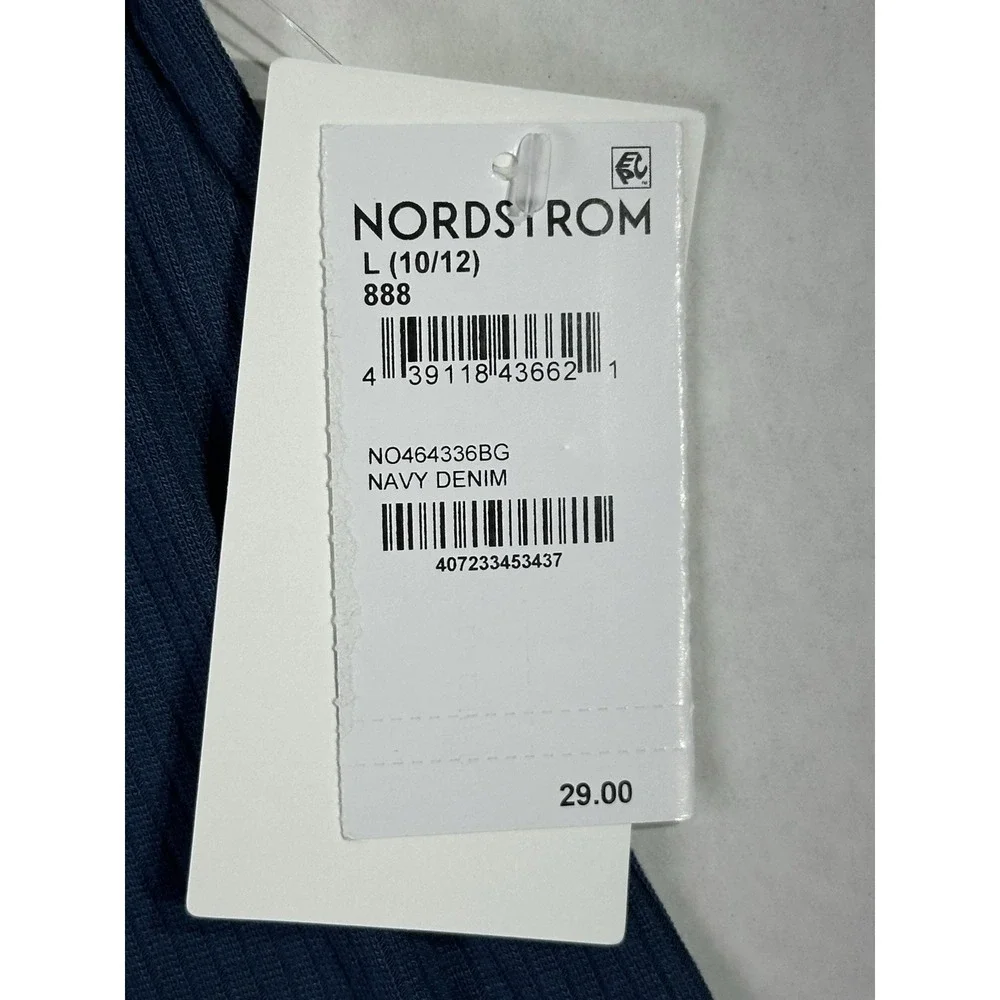 Nordstrom Kids Polo Shirt Navy Blue Ribbed Short Sleeve Top Size L 10/12‎ NWT